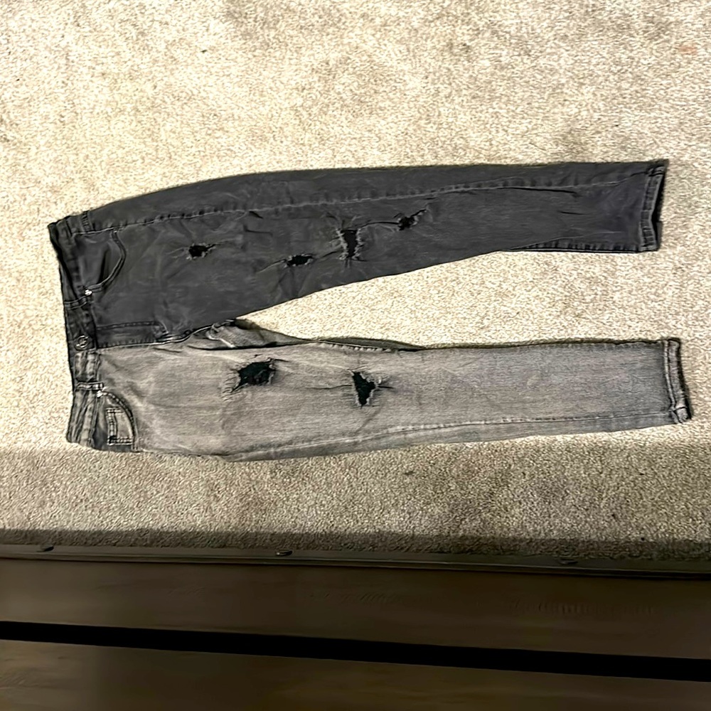 Men’s half and half grey skinny jeans